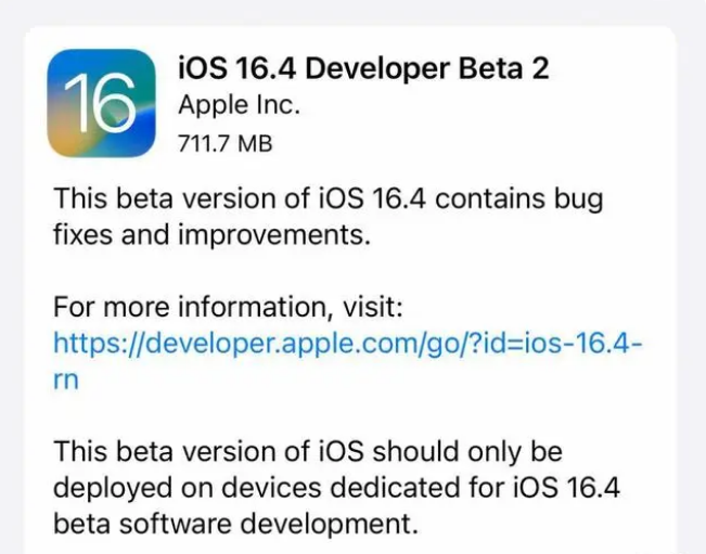 泸定苹果手机维修分享：iOS16.4 Beta2升级建议 