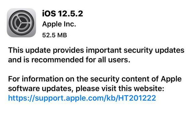 泸定苹果手机维修分享iOS12.5.2发布，建议所有老苹果用户安装 